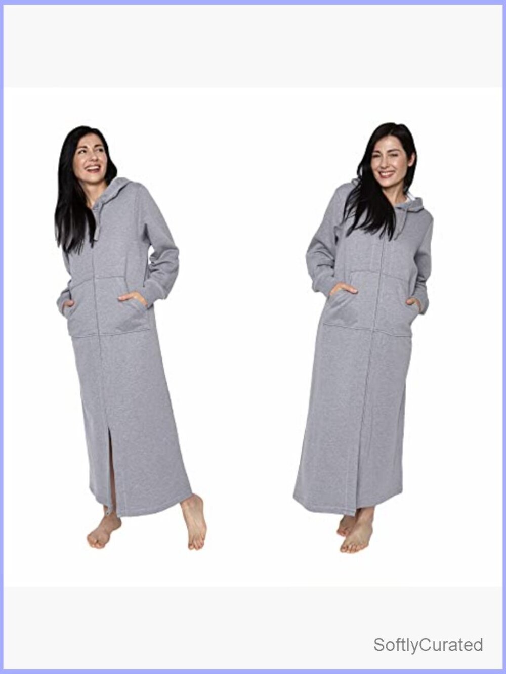 Full-Length Zip-Up Hooded Loungewear Sweatshirt, Relaxed Fit Wearable Blanket, - Picture 6 of 6